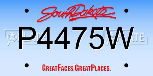 P4475W South Dakota License Plate