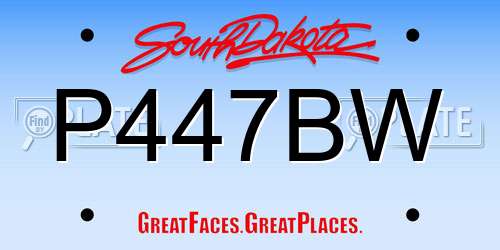 P447BW South Dakota License Plate
