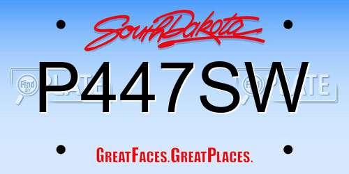 P447SW South Dakota License Plate