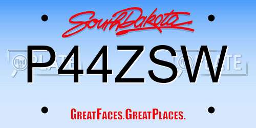 P44ZSW South Dakota License Plate