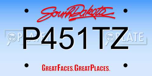 P451TZ South Dakota License Plate