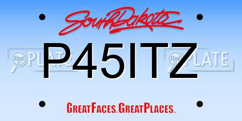 P45ITZ South Dakota License Plate