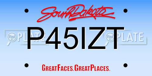 P45IZT South Dakota License Plate