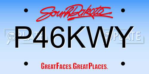 P46KWY South Dakota License Plate