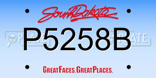 P5258B South Dakota License Plate