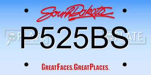 P525BS South Dakota License Plate