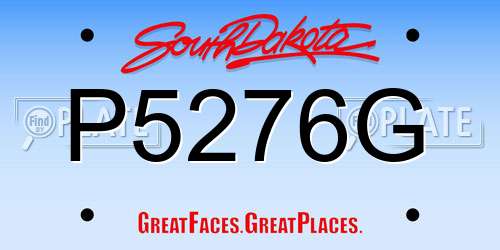 P5276G South Dakota License Plate