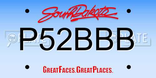 P52BBB South Dakota License Plate
