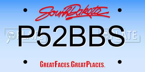 P52BBS South Dakota License Plate