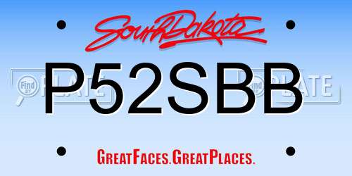 P52SBB South Dakota License Plate