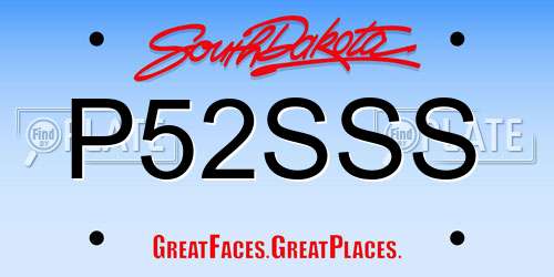 P52SSS South Dakota License Plate