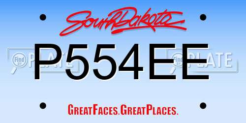 P554EE South Dakota License Plate