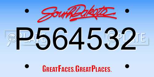 P564532 South Dakota License Plate