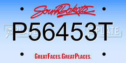 P56453T South Dakota License Plate