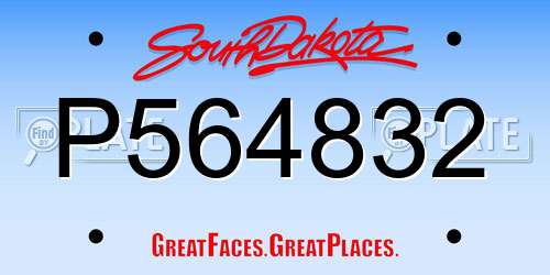 P564832 South Dakota License Plate