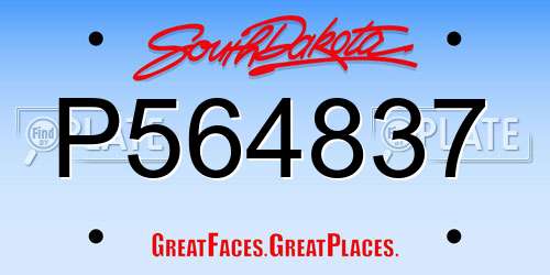 P564837 South Dakota License Plate