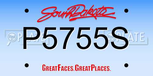 P5755S South Dakota License Plate