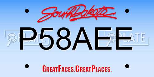 P58AEE South Dakota License Plate