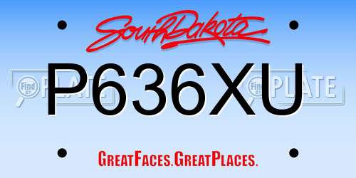 P636XU South Dakota License Plate