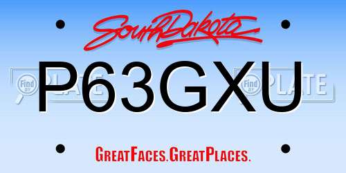 P63GXU South Dakota License Plate