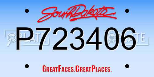 P723406 South Dakota License Plate