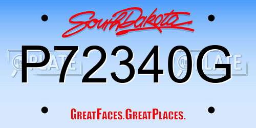P72340G South Dakota License Plate