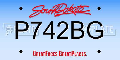 P742BG South Dakota License Plate