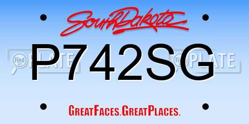 P742SG South Dakota License Plate