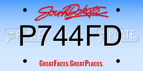 P744FD South Dakota License Plate