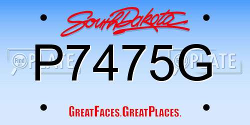 P7475G South Dakota License Plate