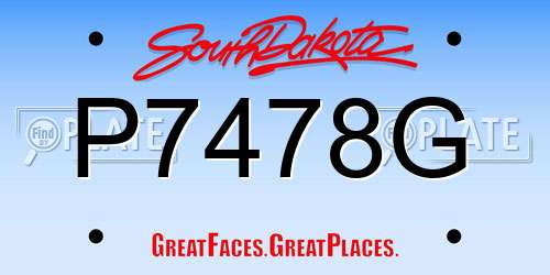 P7478G South Dakota License Plate