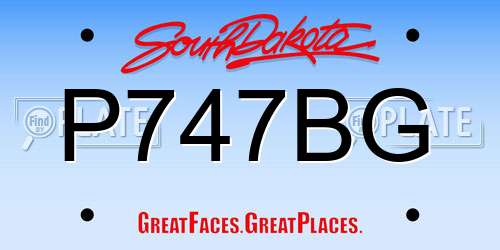 P747BG South Dakota License Plate