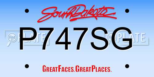 P747SG South Dakota License Plate