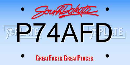 P74AFD South Dakota License Plate