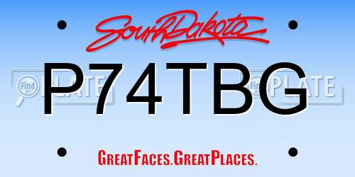 P74TBG South Dakota License Plate