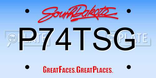 P74TSG South Dakota License Plate