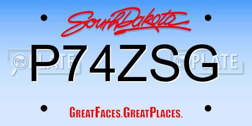 P74ZSG South Dakota License Plate