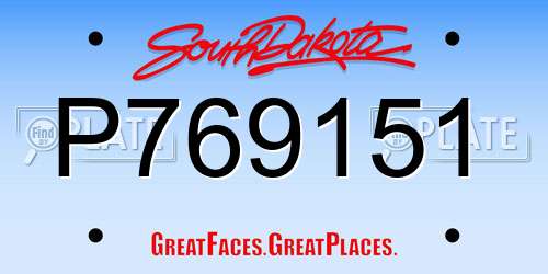 P769151 South Dakota License Plate