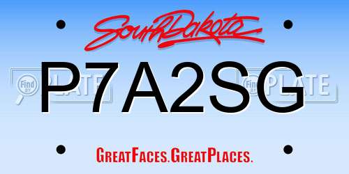 P7A2SG South Dakota License Plate