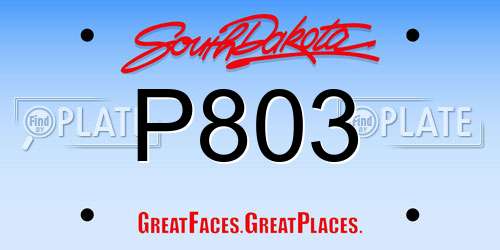 P803 South Dakota License Plate