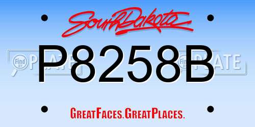 P8258B South Dakota License Plate