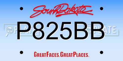 P825BB South Dakota License Plate