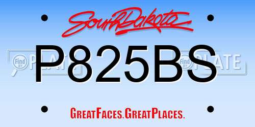 P825BS South Dakota License Plate