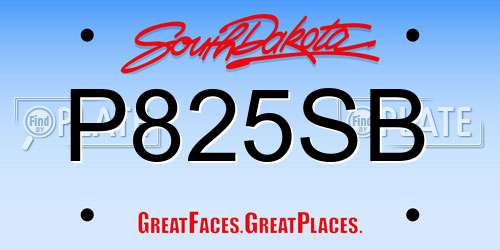 P825SB South Dakota License Plate