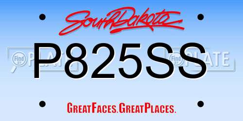 P825SS South Dakota License Plate