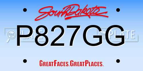 P827GG South Dakota License Plate