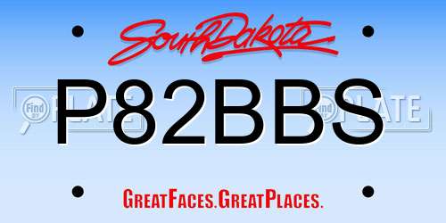 P82BBS South Dakota License Plate