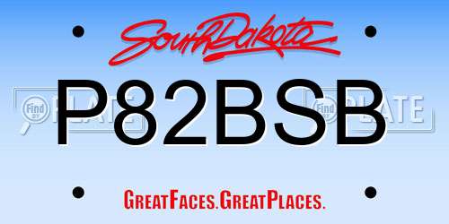 P82BSB South Dakota License Plate