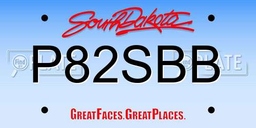P82SBB South Dakota License Plate