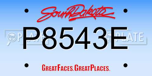 P8543E South Dakota License Plate